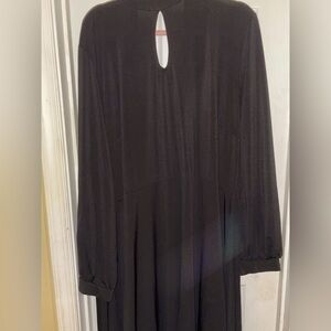 ELOQUII Long Sleeve Black Dress, Keyhole Tie Back